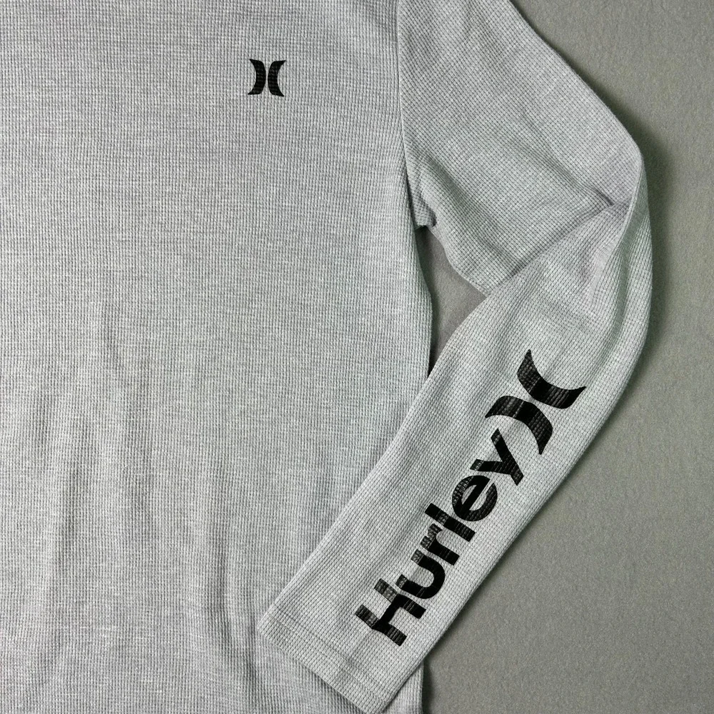 Hurley Shirt Boys 18/20 Gray Thermal Long Sleeve Shirt - Picture 3 of 8